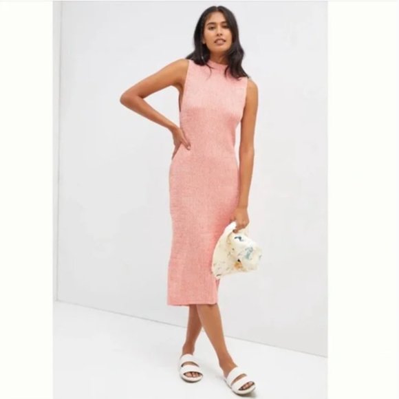 ANTHROPOLOGIE Daily Practice by Anthropologie Mock-Neck Orange Sweater Dress L - Picture 1 of 10